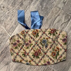 Alaia Floral Tapestry Corset with Blue Accents